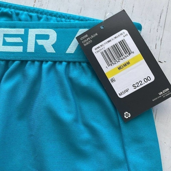 NWT- Under Armour Play Up 2.0 Shorts Women's Size Large in Crest Blue/Breeze - Picture 2 of 8